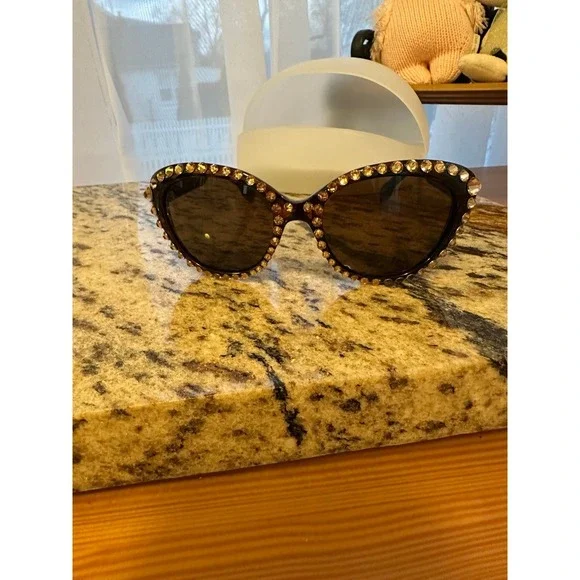 Sunglasses Hollywood Cat Eye, Made In Italy Comes With Case New Festival Beach - Picture 3 of 10